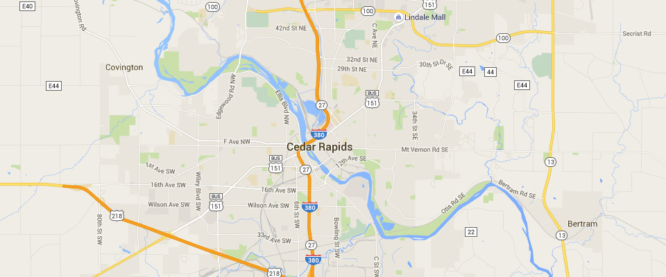 Cedar Rapids Waste Dumpster Rental Service Area Map